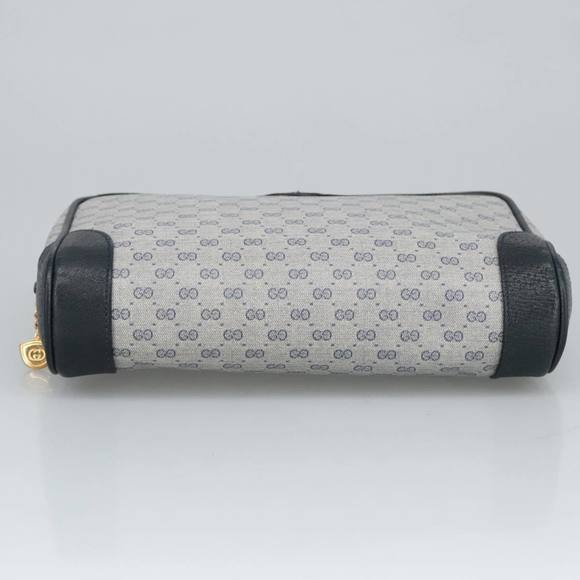 GUCCI Micro GG Supreme Clutch Bag PVC Navy Gold 014 89 0094 Auth 99300 - Picture 6 of 16